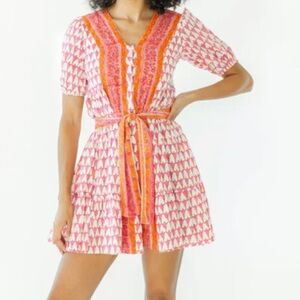 Victoria Dunn dress, mini, comes with belt, size large.